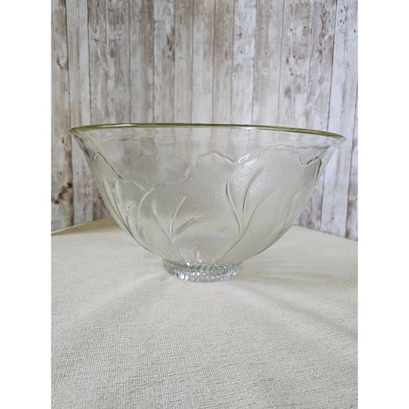 Vintage Indiana Glass Pebble Leaf Punch Bowl 14.25" x  7.25" - Picture 1 of 11